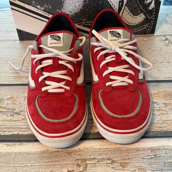 Vans Rowley Skate Shoes Men 12 Red Suede White Classic NIB Pro Model Rare - Picture 2 of 9